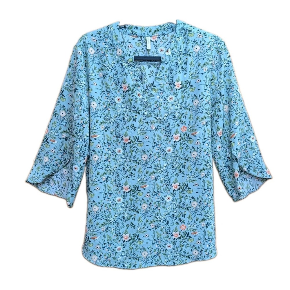 Anyally Women's Tunic Large Back Pleat 3/4 Blell Sleeves Casual Workwear Top